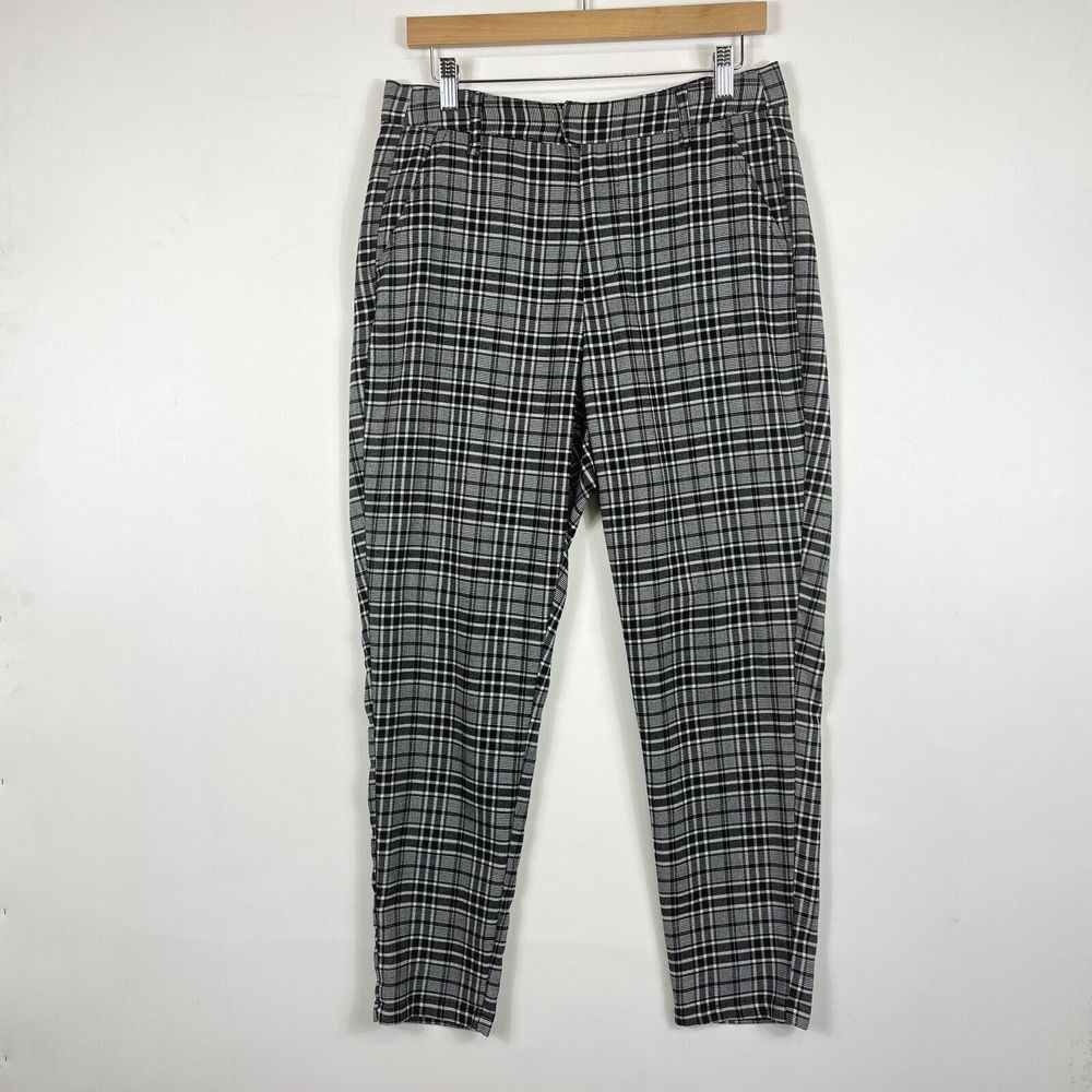 Hot Topic Plaid Trousers Womens Medium Black White Dark Academia Grunge Alt - Picture 1 of 8